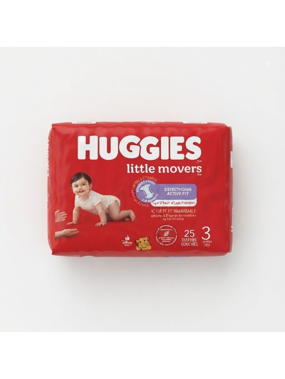 Huggies Little Movers Size 3 Baby Diapers 25 Count Leak Free Comfort 16-28 lbs